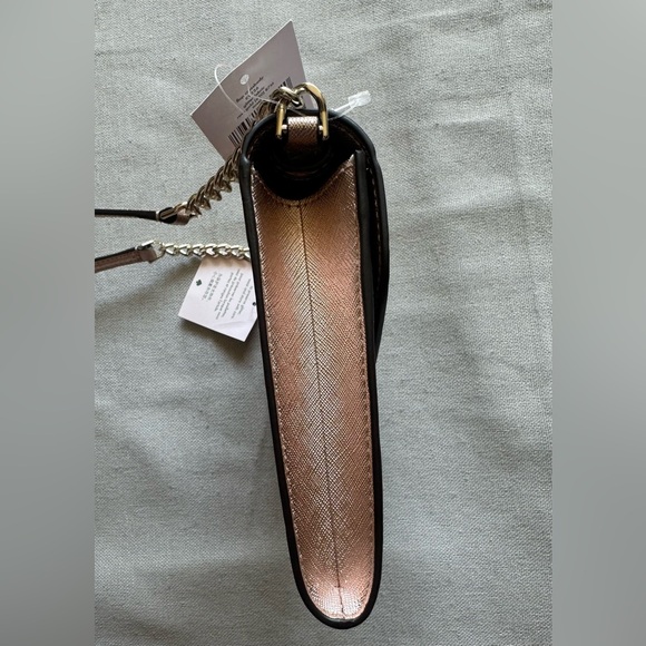 Kate Spade Tinsel Flap Rose Gold Crossbody Purse - Picture 9 of 11